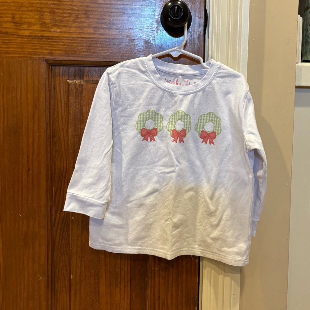 Stitchy Fish White Christmas Long-Sleeve Shirt (Size: 4T)